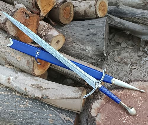 UNIQUE BLADES' Sword, Medieval Sword, with Display' Perfect Replica of Various, 101-CM long- Razor Sharpe DAMASCUS STEEL Full Tang-With Sheath Premium Handmade Gift Viking Lovers, Cosplay Battle Ready
