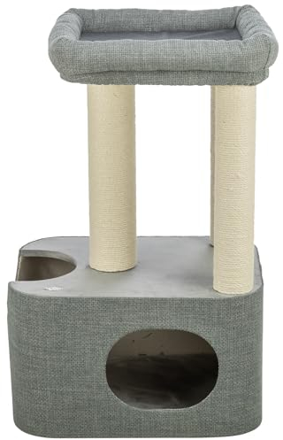 TRIXIE Kratzbaum Viviana eckig 86cm in blau/grau – mehrstöckiger Katzenbaum mit vielen Kratz- und Spielmöglichkeiten, sowie Rückzugsorten – gemütlich & stabil – 44475…