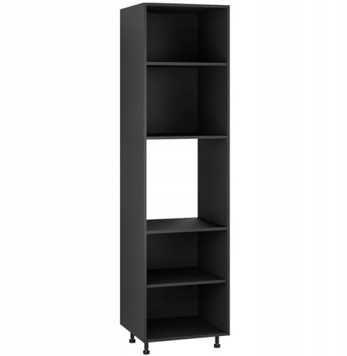 Küchenschrank für Backofen 60 cm - Hoher Unterschrank 219,6 cm - Mit Soft-Close-Scharniere & verstellbaren Füßen - Robuste 18 mm Möbelplatte - Ideal für modulare Küchen - Schwarz