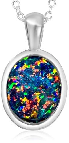 HARSHALI GEMS Zertifizierter natürlicher 5,25 Karat australischer schwarzer Feueropal-Edelstein, handgefertigt, 925er Sterlingsilber, Tropfenform, Geschenk-Anhänger für Damen und Herren, 45,7 cm,