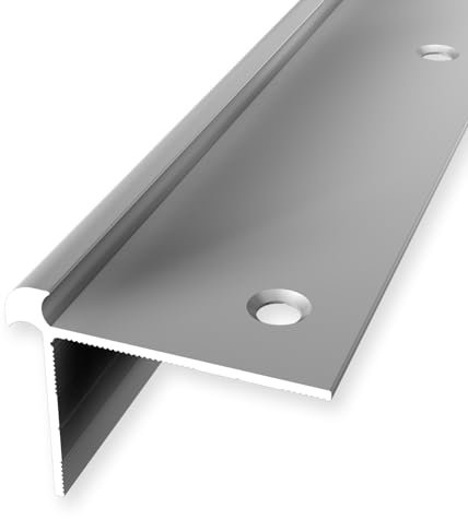 Treppenkantenprofil 32 x 42 x 1000 mm Winkelprofil Aluminium Glatt Doppelt Versetzt Versenkt Gebohrt Silber Einfasshöhe 5 mm Küberit