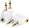 AXFEE Airplane Flight Headphone Adapters, 2 Pack Gold Plated 3.5mm for Headphones, Earphone Socket Adaptor, Stereo Aux Jack, White