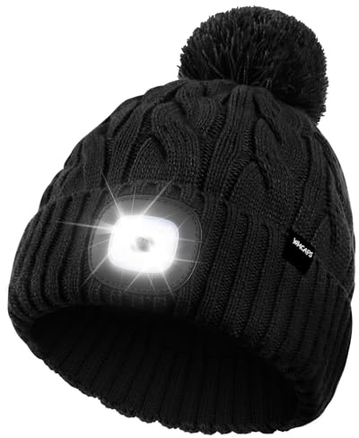 Wmcaps LED Beanie, Type-c Rechargeable Running Hat for Women and Men