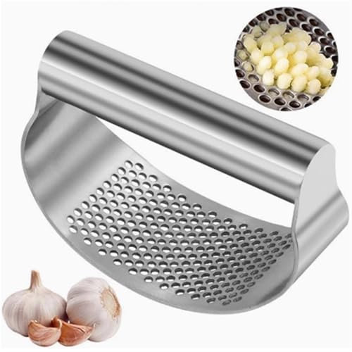 SPXTOM Edelstahl-Knoblauchschäler, leicht zu reinigende, rostfreie Knoblauchpresse, leicht zu drückender Knoblauchwolf, spülmaschinenfest