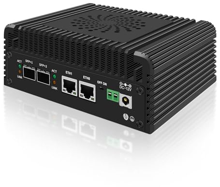 Ttfzzztech Firewall Mini PC Core i3 N305, 8GB DDR5 128GB SSD,2 * 10G SFP,2 x 2.5GbE i226-V LAN, Micro Firewall Appliance,Industrial Desktop PC HDMI2.0,USB2.0,TF Card Slot AES-NI ESXI