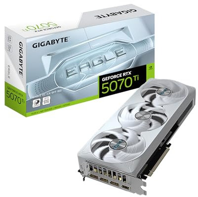 GIGABYTE GeForce RTX 5070 Ti Eagle OC ICE SFF 16G Carte graphique 16 Go 256 bits GDDR7, PCIe 5.0, système de refroidissement WINDFORCE, GV-N507TEAGLEOC ICE-16GD Carte vidéo