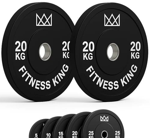 Weight Plates 20kg - Rubber Bumper Plates for Barbell Weights Set for Men, Free Weights, Strength Training Equipment & Home Gym Lifting - (50mm Barbell Plate) by Fitness King
