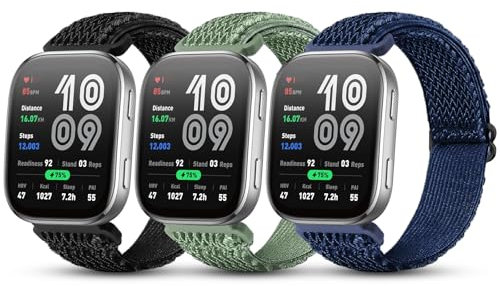 SenMore 3 Pezzis Nylon Cinturino Compatibile con Amazfit Bip 6/Bip 5/Amazfit Cheetah/Amazfit Cheetah Pro/Amazfit Balance, 22mm Sportivo Braccialetto di Ricambio per Amazfit Bip 6/5.(No host)