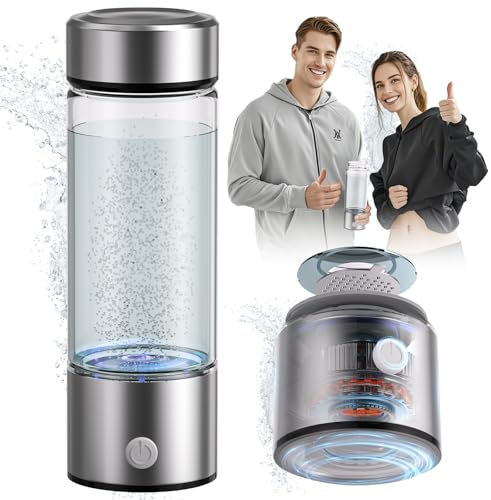 5.0 Upgrade Hydrogen Water Bottle【8-Hour Hydrogen Lock】【 0 chlorine & 0 ozone & 0 heavy metals】100% Leak Proof Hydrogen Water Bottle - PEM/SPE Technology with Brushes,Machine Glass Cup