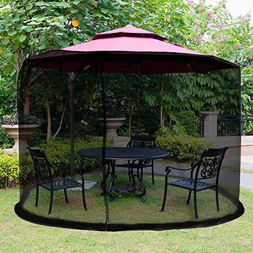 Sombrilla de patio al aire libre mosquitera de 2,3 x 3 m para jardín, sombrilla de jardín con doble apertura, red negra para uso en exteriores