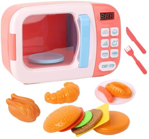 Duroecsain Mikrowelle, Spielzeug für die Küche, sicheres für kleine Kinder, mit Licht und Sound, Mikrowelle mit realistischem Timer für Rollenspiele für Kinder, Mädchen und Babys im