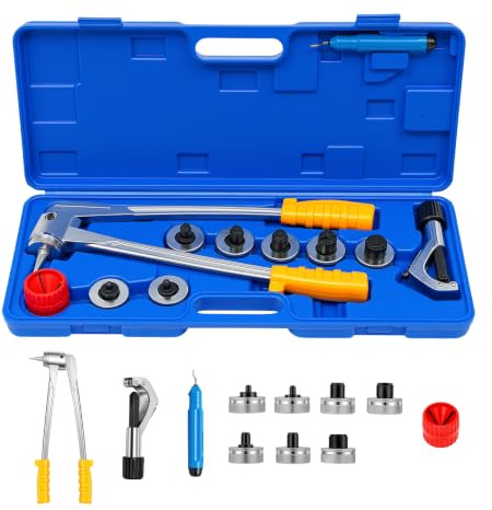 LKHDONG Kit d'extension de tuyau manuel 10-28 mm - Pince à élargissement - Pince à manchons - Kit d'extension de tuyau avec 7 têtes d'expansion - Pour tuyaux en cuivre et en aluminium