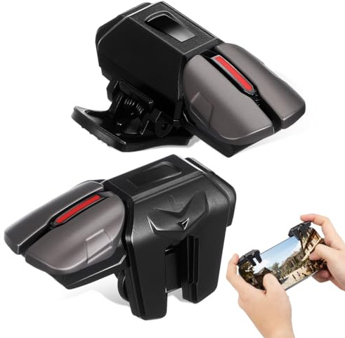 jojofuny Mobile Game Triggers and Finger Sleeves Set with Anti-Slip Pads for Stable Play Compatible with Most Smartphones Includes 1 Pair Triggers and 3 Pairs Gaming Finger Sleeves