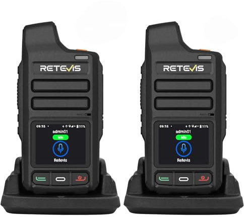 Retevis L71 4G Walkie Talkie Con la scheda SIM, Radio a Portata Illimitata | Radio di Rete Poc con Tipo-C, Supporta Zello e Wi-Fi, 4000mAh, per Flotta Logistica (2 Pezzi, Nero)