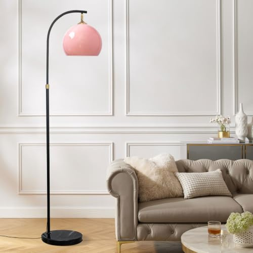 KlkrzJwy Pink Arc-Stehlampe Mit Glaskugelschirm Und Echtem Marmorsockel