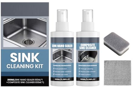 Spülbecken-Reinigungsset, Mehrzweckreiniger, Küchen- und Badreiniger - entfernt effektiv Kalk, Seifenschaum und Fett auf der Spüle und bildet eine wasserdichte Schutzschicht (1Stück)