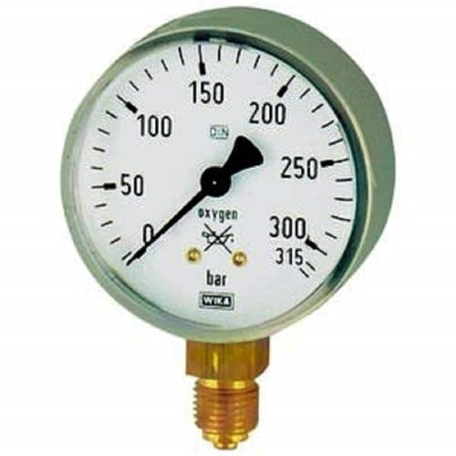 RIEGLER 101296-405 Manometer Sauerstoff, G 1/4 radial unten, 0-400 bar, Ø 63 mm, 1Stk