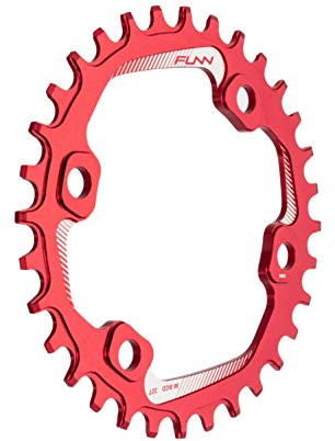 Funn Solo Plato Estrecho Ancho para Cadena de 9 10 11 12 Velocidades, Compatible con Bielas de Interfaz BCD Asimétrica de 96mm, Plato de Cadena de Velocidad Única9-12 (30 Dientes, Rojo)