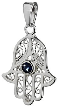 NKlaus Kettenanhänger Hand der Fatima 925er Silber Zirkonia 20x16mm 1 Stück | Öse: 5,5x3,5mm; auch als Eye of Fatima bezeichnet