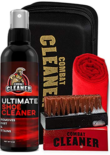 Combat Cleaner Ultimate Shoe Cleaner Travel Kit Shoe Cleaner + Premium Hard Brush + Premium Soft Brush + Large Hard Travel Case| Used for Sneakers, Tennis Shoes, Leather, Suede