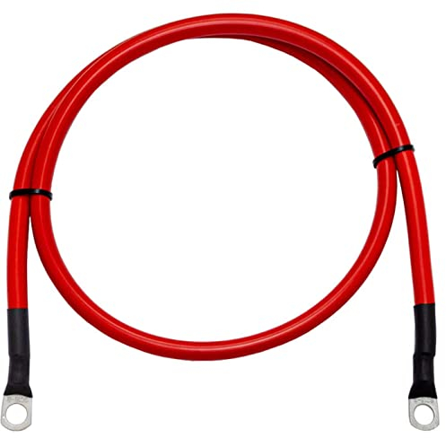 Lumonic 2m Batteriekabel Massekabel mit 50mm² Querschnitt rot - KFZ Stromkabel mit 2x Rohrkabelschuh M8 - DIN zertifziertes isoliertes Kupferkabel