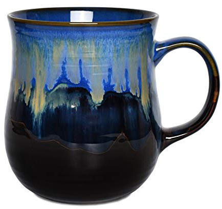Bosmarlin Large Ceramic Coffee Mug, Blue Big Tea Cup for Office and Home, 21 Oz, Dishwasher and Microwave Safe, 1 PCS
