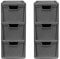 3 Drawer Medium Rattan Tower Unit - Slate Grey, Set of 2 Units - 47cm (H) x 19cm (W) x 26cm (D)