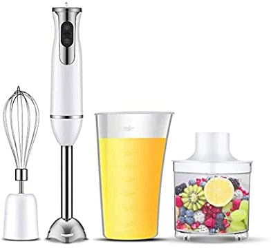 SMSOM 4-in-1 Immersion Hand Blender, 400W Stainless Steel Stick Blender, Multi-Speed + Food Processor, Whisk, Beaker, Masher, Easy to Clean