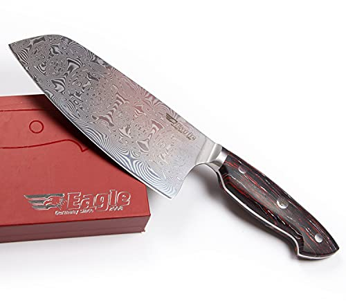 Eagle U-Grip - ChaiDao-Messer 18 cm - Voll-Damaststahl 108 Lagen/Heftschalen: G10 schwarz-rot-weiß