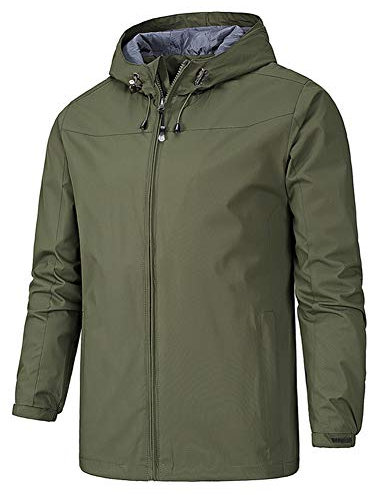 YOUTHUP Blouson Homme Coupe-vent à Capuche Imperméable Veste a Capuche Hommes en Veste de Pluie, Vert-268, XXL