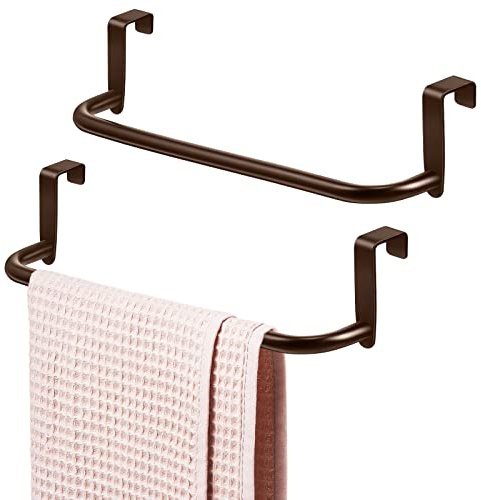 2 Stück Metall Handtuchstange Küchenschrank Handtuchhalter Starke Stahl Handtuchstange Rack zum Aufhängen an Innen- oder Außenseite von Türen, Home Kitchen Bad, Handtücher, Geschirrtücher und