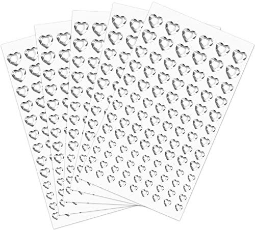505 Stück Herz Selbstklebend Aufkleben Edelsteine Acryl Herz zum Valentinstag Herz Aufkleber zum Basteln Strass Sticker Kristall Edelstein Stickers Herz Gesicht Edelsteine Deko (Silber)