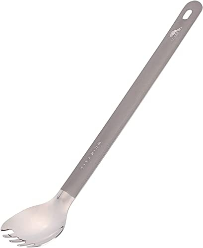 TOAKS Cuillère à long manche en titane avec bol poli Couverts de camping d'extérieur (SLV-14)