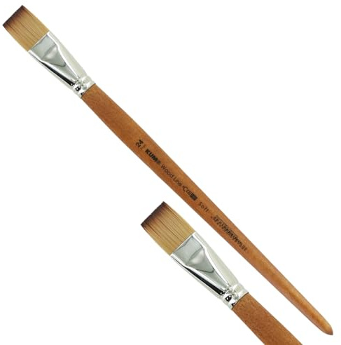 KUM - Acryl- und Ölpinsel Wood Line Flach Größe 24 | Malpinsel für Künstler, Künstlerbedarf für Acrylmalerei und Ölmalerei