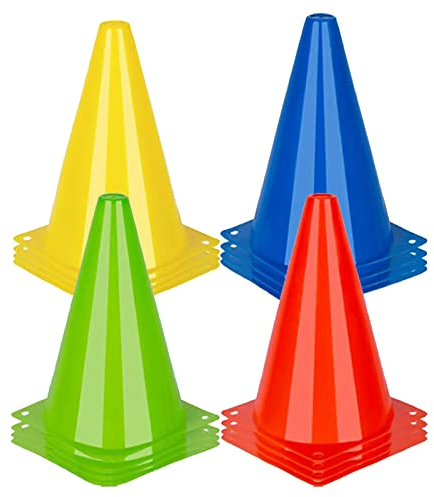 tallkeey 12 Stück Pylonen, 23cm Markierkegel Fußbal, Kegel mit Tragetaschem, Verkehrshütchen für Sport, Kinderspiele, Fußball, Hundetraining, Pferdetraining, Agility Training für Hunde