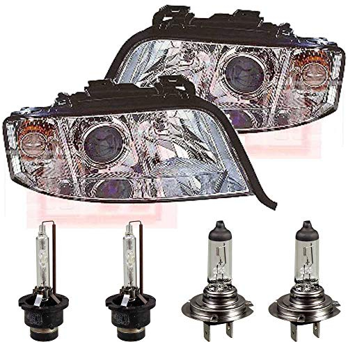 EISENFELS Bundle Set 106517581 erstellt mit Scheinwerfer rechts & links + PHILIPS Leuchtmittel D2S + H7 kompatibel mit A6 Avant 4B C5