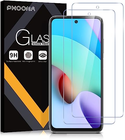 Phoona Vetro Temperato per Xiaomi Redmi 10/Redmi 10 2022/Redmi 10 Prime, 2 Pezzi Pellicola Protettiva per Xiaomi Redmi 10, Durezza 9H, Anti Graffio, Anti-Impronte, Senza Bolle(6,5 pollici)