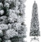 COSTWAY Albero di Natale Slim Innevato 180 CM, Albero di Natale Artificiale Pre-illuminato con 150 Luci Bianche Calde, 373 Rametti, Aghi di Pino, Albero di Decorazione Stagionale per Casa e Ufficio