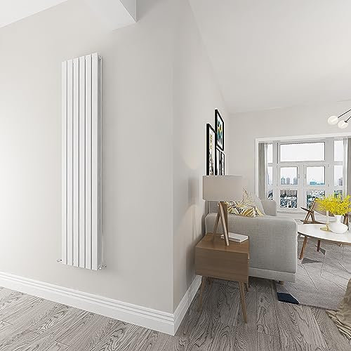 Skybathroom | 1800x408mm Vertical White Flat Double Panel Tall Upright Central Heating radiator