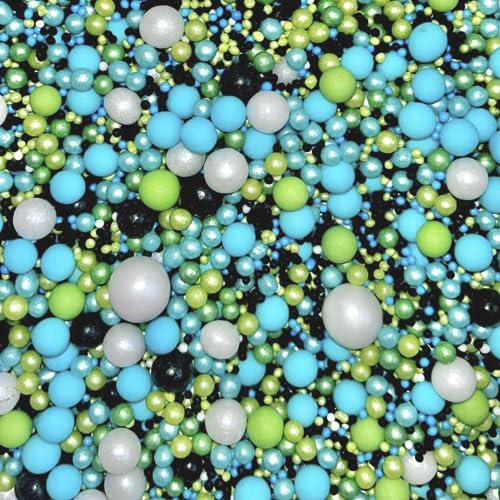Blue green black metallic chocoballs sprinkles for halloween or birthday edible cupcake cake toppers biscuits pearls decoration 100s 1000s bright party baking HAUNTED HOUSE