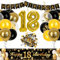 ZeKioen 18 Geburtstag Deko,Deko 18. Geburtstag Junge Mädchen,Schwarz Gold Happy Birthday Banner,18 Geburtstag Deko Hintergrund Konfetti Gold 18. Folie Ballons Schwarz Gold Ballons