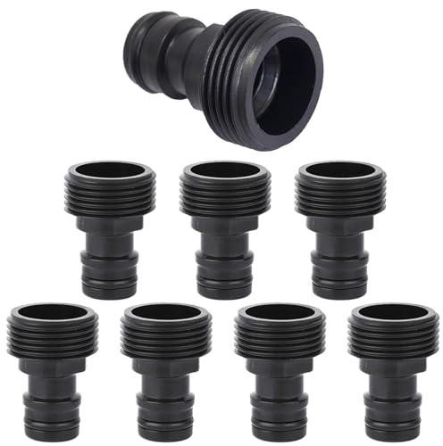 8 Stück Hahnverbinder, 3/4 Zoll Außengewinde Schnellkupplung Nippel, Gartenschlauch Wasserhahn Nippel Adapter Bewässerungswerkzeug, Leckagefreie Schlauchanschluss(Schwarz)