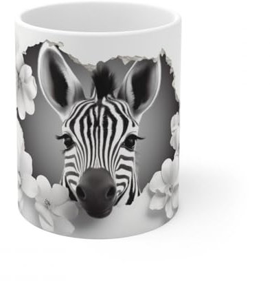 Jm-Déco Mug Animaux 3D- Idée cadeau - Mug et tasse original pour Enfant ou Adulte - Marrant Fun (Zèbre)