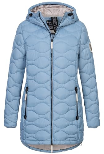 Sublevel Damen Winter Jacke Mantel Parka Steppjacke Steppmantel Wintermantel, Farbe:Blau, Größe:S 36