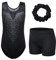 ZNYUNE Kinder Gymnastik Trikot Klassisch Gymnastikanzug 3er Set Anzug für Mädchen B198 SequinBlack 16A