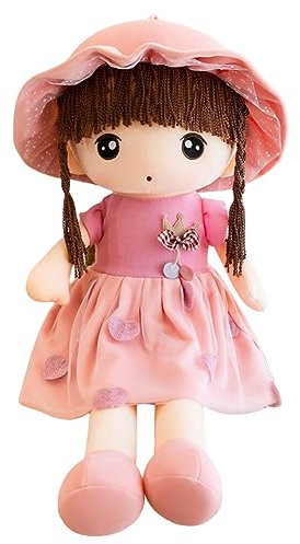 BYNYXI Stoffpuppe Mädchen 45cm, Kuschelpuppe Mädchen Plüschpuppe Gefüllte Puppen mit Kleidung Haaren Weiche Puppe Niedliche Plüschpuppe Baby Mädchen Spielzeug für Weihnachtspuppe Geburtstagegeschenk