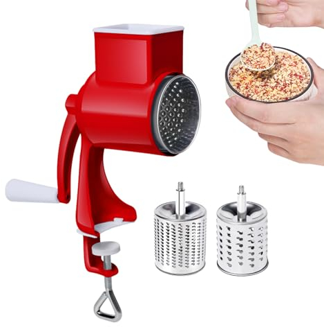 Eastuy Trituradora de Queso rotativa, Molinillo Manual de nueces - Molinillo de nueces de Cocina con Mango | Molinillo de nueces, rallador de Queso de Cocina, Molinillo Giratorio para Queso, nueces