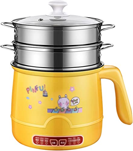 SwePer Olla caliente eléctrica con asa, mini olla caliente eléctrica, olla de ramen con control de potencia for dormitorio y oficina, olla arrocera de olla caliente disponible de una o dos capas, sart