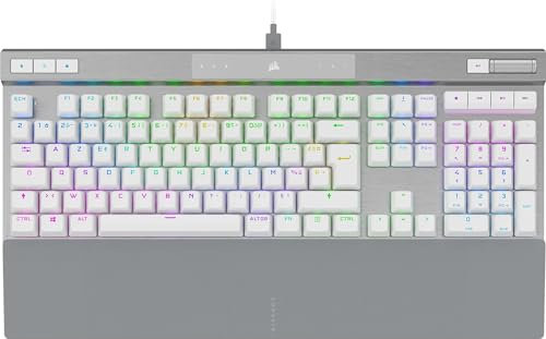 Corsair K70 RGB Pro Optical-Mechanical Gaming Keyboard – BE Azerty – Backlit RGB LED OPX – White PBT Keycaps – White