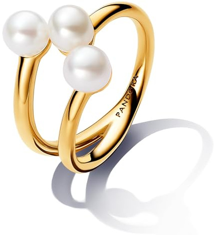 PANDORA 14k Gold-plated unique metal blend Pearl Treated freshwater cultured pearl White 163285C01